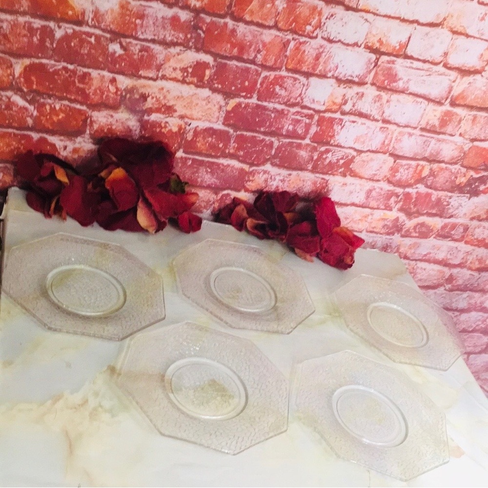 Antique 1920s LE Smith BY Cracky Clear 6” Depression Glass Dessert Plates